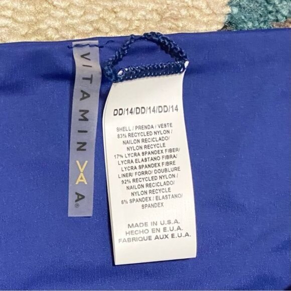 Vitamin A Luciana Bikini Bottoms Blue Ecolux Full Coverage Sz 14 - Picture 7 of 9
